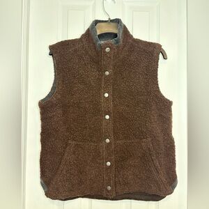 Toad & Co Women’s Medium Brown Sheridan Sherpa Wool Blend Corduroy Trim Vest